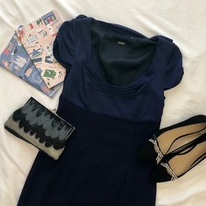 Elie Tahari Navy Blue Midi Dress